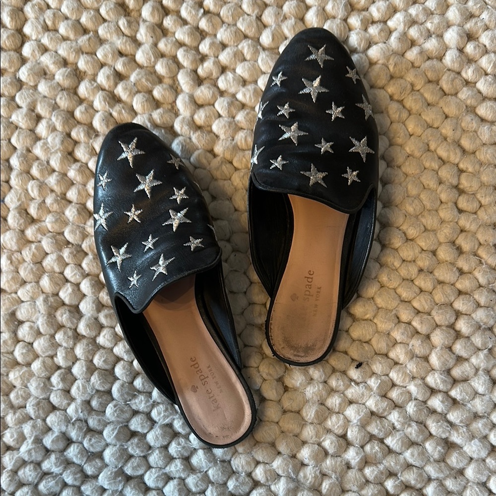 Kate Spade Black Mules with Silver Stars